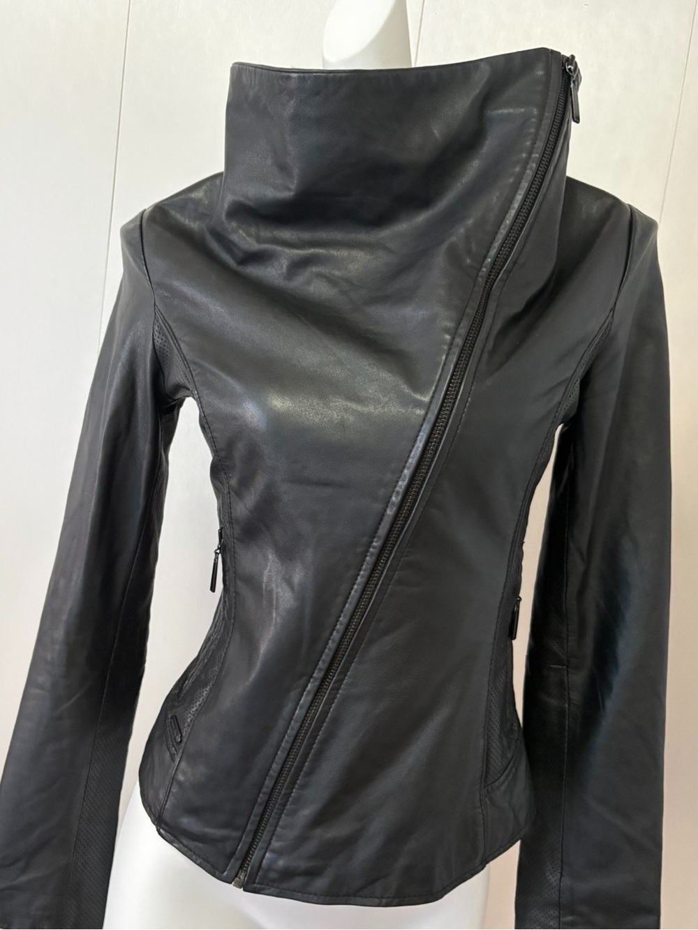 Vintage ONLY Black sheep Leather Jacket XS/S Avant Garde Y2K